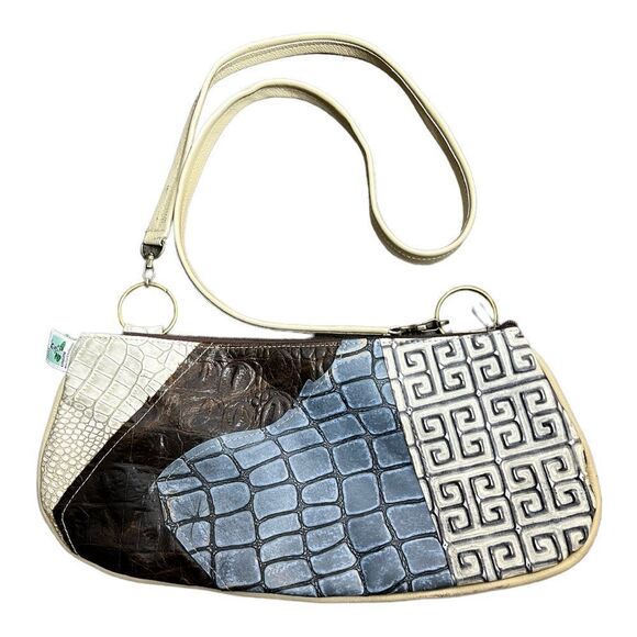 LILIPAD Creations Handmade Embossed Patchwork Leather Crossbody Bag Purse - Picture 2 of 10